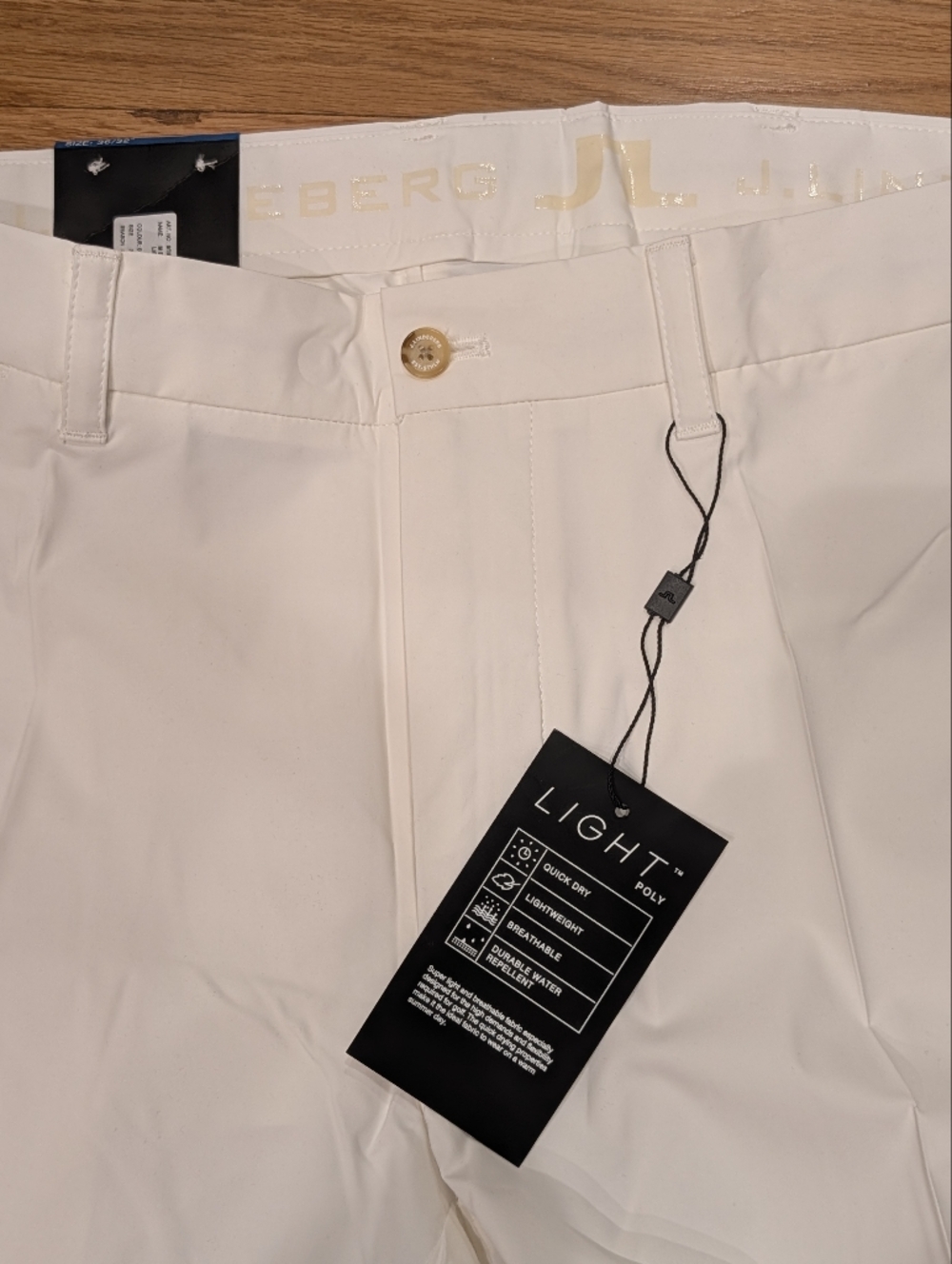 J. Lindeberg Elof Golf Pants 36x32 White LIGHT Poly Tight Fit NWT - Picture 6 of 6